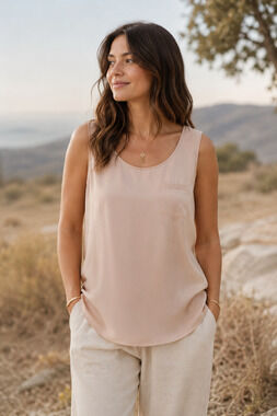 Minimalist luxe silk knit Asoie Y2K longline blush pink tank Size XL feminine